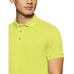 Plain Super Soft Blend Cotton Summer Men's Half Sleeve Regular Fit Polo Shirt (Small, Lemon Yellow) - Walgrow.com