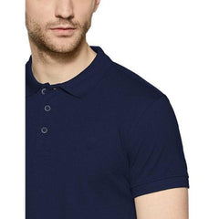 Plain Super Soft Blend Cotton Summer Men's Half Sleeve Regular Fit Polo Shirt (Small, Navy Blue) - Walgrow.com