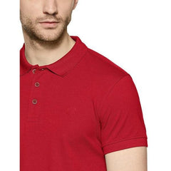 Plain Super Soft Blend Cotton Summer Men's Half Sleeve Regular Fit Polo Shirt (Small, Red) - Walgrow.com