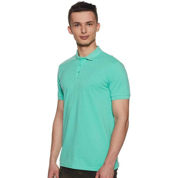 Plain Super Soft Blend Cotton Summer Men's Half Sleeve Regular Fit Polo Shirt (Small, Sea Green) - Walgrow.com