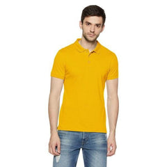 Plain Super Soft Blend Cotton Summer Men's Half Sleeve Regular Fit Polo Shirt (Small, Yellow) - Walgrow.com