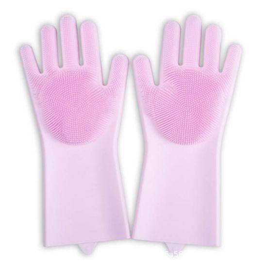 Reusable Magic Silicone Dishwashing Scrubbing Gloves Tool For Kitchen Cleaning (Baby Pink) - Walgrow.com