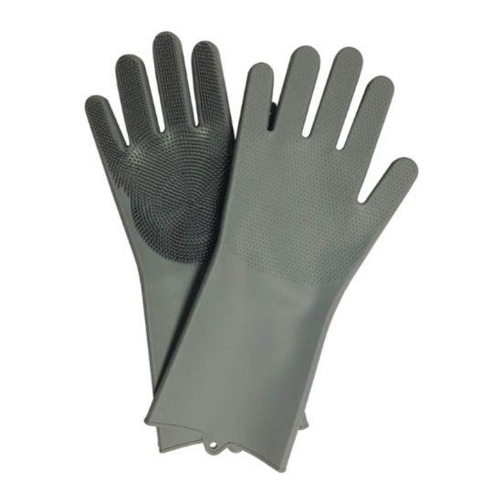 Reusable Magic Silicone Dishwashing Scrubbing Gloves Tool For Kitchen Cleaning (Black) - Walgrow.com