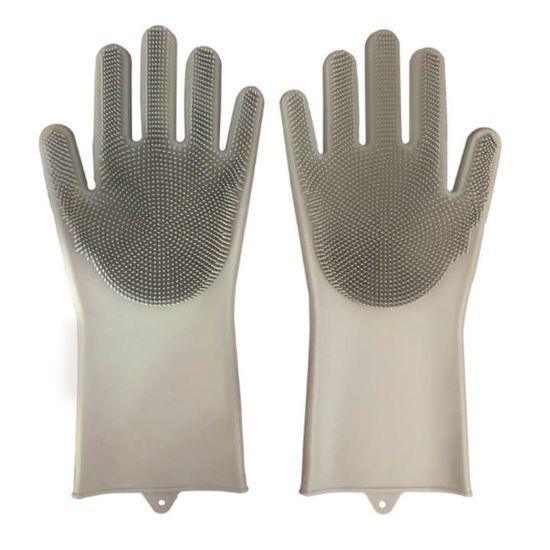 Reusable Magic Silicone Dishwashing Scrubbing Gloves Tool For Kitchen Cleaning (Gray) - Walgrow.com
