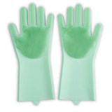 Reusable Magic Silicone Dishwashing Scrubbing Gloves Tool For Kitchen Cleaning (Green) - Walgrow.com