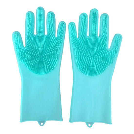 Reusable Magic Silicone Dishwashing Scrubbing Gloves Tool For Kitchen Cleaning (Sky Blue) - Walgrow.com