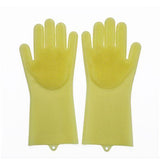 Reusable Magic Silicone Dishwashing Scrubbing Gloves Tool For Kitchen Cleaning (Yellow) - Walgrow.com