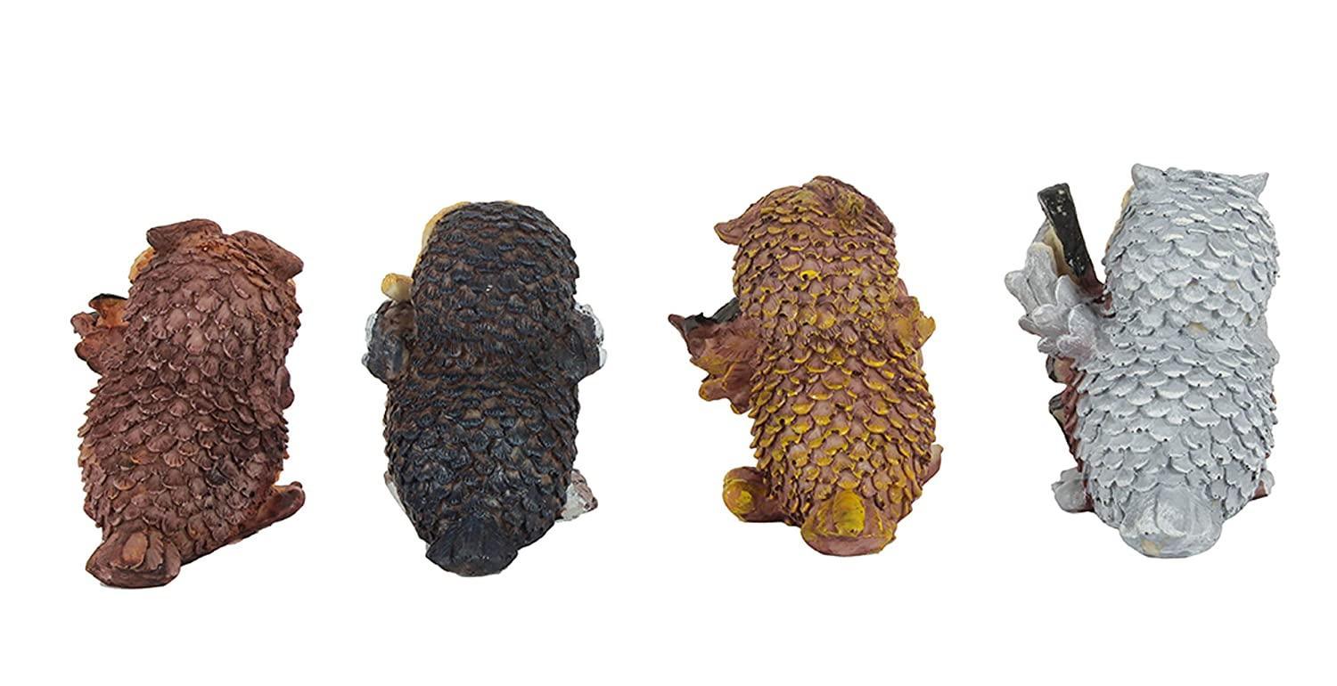 Showpiece Figurines Musical Instruments Playing 4 Owls Garden Statues For Décor - Walgrow.com