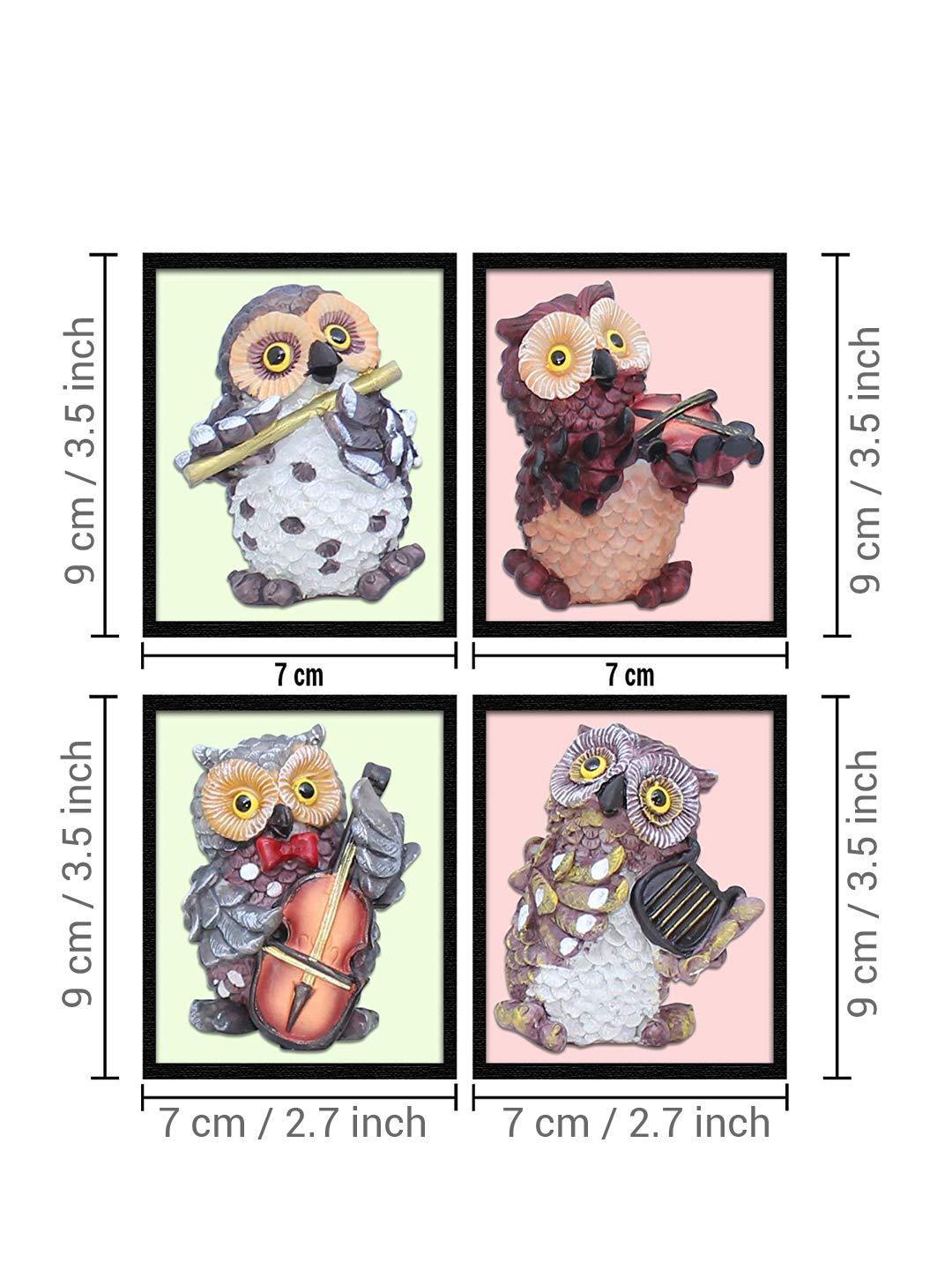 Showpiece Figurines Musical Instruments Playing 4 Owls Garden Statues For Décor - Walgrow.com