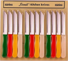 Stainless Steel Basic Line Serrated Edge Knife/Knives For Kitchen (Multicolor, Set Of 12) - Walgrow.com