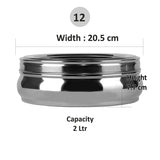 Stainless Steel Belly Shape Spices/Masala Dabba/Box with Lid, 7 Containers and Spoon (2 Ltr, Silver) - Walgrow.com