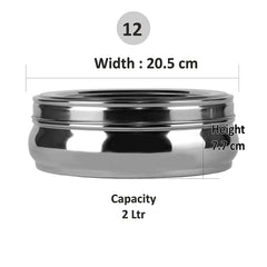 Stainless Steel Belly Shape Spices/Masala Dabba/Box with Lid, 7 Containers and Spoon (2 Ltr, Silver) - Walgrow.com