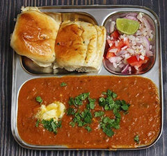 Stainless Steel Divided Partition/Compartments Lunch/Dinner Plate/Thali (29 Cm, Silver) - Walgrow.com