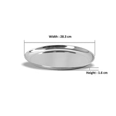 Stainless Steel Heavy Gauge Shallow Salad Plates with High Polish Mirror Finish (28 Cm, Silver) - Walgrow.com