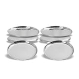 Stainless Steel Heavy Gauge Shallow Salad Plates with High Polish Mirror Finish (28 Cm, Silver) - Walgrow.com