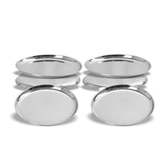 Stainless Steel Heavy Gauge Shallow Salad Plates with High Polish Mirror Finish (28 Cm, Silver) - Walgrow.com