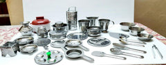 Stainless Steel Miniature Mini Kitchen Tableware Toy For Kids (Set Of 20 Pieces, Silver) - Walgrow.com