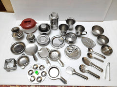 Stainless Steel Miniature Mini Kitchen Tableware Toy For Kids (Set Of 20 Pieces, Silver) - Walgrow.com