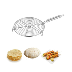 Stainless Steel Round/Circle Roaster Grill Tawa with Steel Handle For Kitchen - Walgrow.com