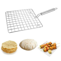 Stainless Steel Square Roaster Grill Tawa Tool with Steel Handle For Kitchen - Walgrow.com