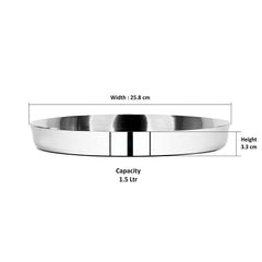 Stainless Steel Traditional Dinnerware Plate/Thali with Mirror Finish (Silver) - Walgrow.com