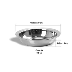 Stainless Steel Traditional Dinnerware Plate/Thali with Mirror Finish (Silver) - Walgrow.com