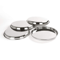 Stainless Steel Unique Heavy Gauge Deep Wall Snack Plates with Mirror Finish (24.3 Cm, Silver) - Walgrow.com