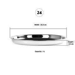 Stainless Steel Unique Heavy Gauge Deep Wall Snack Plates with Mirror Finish (24.3 Cm, Silver) - Walgrow.com