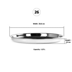 Stainless Steel Unique Heavy Gauge Deep Wall Snack Plates with Mirror Finish (26.6 Cm, Silver) - Walgrow.com