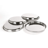 Stainless Steel Unique Heavy Gauge Deep Wall Snack Plates with Mirror Finish (31Cm, Silver) - Walgrow.com