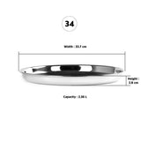 Stainless Steel Unique Heavy Gauge Deep Wall Snack Plates with Mirror Finish (34Cm, Silver) - Walgrow.com