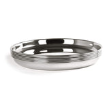 Stainless Steel Unique Heavy Gauge Deep Wall Snack Plates with Mirror Finish (34Cm, Silver) - Walgrow.com