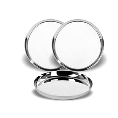 Stainless Steel Unique Heavy Gauge Dinner Plates with High Polish Mirror Finish (27 Cm, Silver) - Walgrow.com