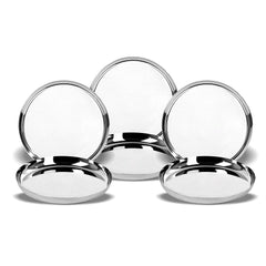 Stainless Steel Unique Heavy Gauge Dinner Plates with High Polish Mirror Finish (29.5 Cm, Silver) - Walgrow.com
