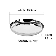 Stainless Steel Unique Heavy Gauge Dinner Plates with High Polish Mirror Finish (29.5 Cm, Silver) - Walgrow.com