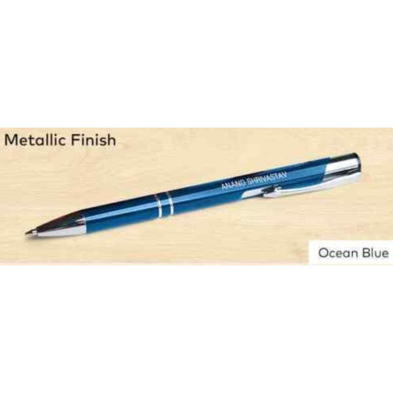 Texting Personalized Laser Engraving Aluminum Metal Body Blue Ink Ballpoint Pens (Ocean Blue) - Walgrow.com