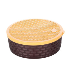 BPA Free Multipurpose Round 7 In 1 Section Plastic Spices/Masala Storage Dabba/Box (Round, Brown) - Walgrow.com