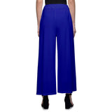 Women's Casual Wide Leg Solid Color Mid Rise Loose Fit Palazzo Pants (One Size, Blue) - Walgrow.com