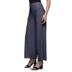 Women's Casual Wide Leg Solid Color Mid Rise Loose Fit Palazzo Pants (One Size, Grey) - Walgrow.com