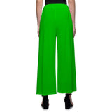 Women's Casual Wide Leg Solid Color Mid Rise Loose Fit Palazzo Pants (One Size, Light Green) - Walgrow.com