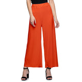 Women's Casual Wide Leg Solid Color Mid Rise Loose Fit Palazzo Pants (One Size, Orange) - Walgrow.com