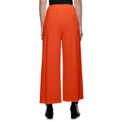Women's Casual Wide Leg Solid Color Mid Rise Loose Fit Palazzo Pants (One Size, Orange) - Walgrow.com