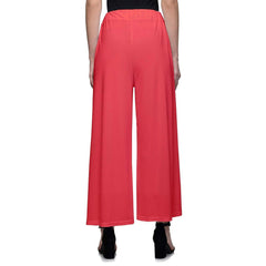 Women's Casual Wide Leg Solid Color Mid Rise Loose Fit Palazzo Pants (One Size, Peach Pink) - Walgrow.com