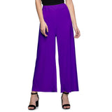 Women's Casual Wide Leg Solid Color Mid Rise Loose Fit Palazzo Pants (One Size, Purple) - Walgrow.com