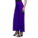 Women's Casual Wide Leg Solid Color Mid Rise Loose Fit Palazzo Pants (One Size, Purple) - Walgrow.com