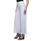 Women's Casual Wide Leg Solid Color Mid Rise Loose Fit Palazzo Pants (One Size, White) - Walgrow.com