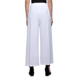 Women's Casual Wide Leg Solid Color Mid Rise Loose Fit Palazzo Pants (One Size, White) - Walgrow.com