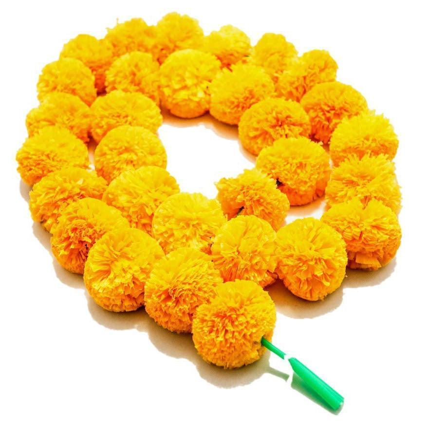 Yellow Artificial Marigold Garlands Flower For Home, Office & Festive Event Decoration - Walgrow.com