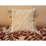 Zindwear Macrame Cotton Cushion Cover with Woven Tassel Best Gift For Home Décor ( Square, White) - Walgrow.com