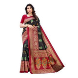 Zindwear Women's Black Printed Poly Silk Saree with Blouse Party Wedding and Casual Wear - Walgrow.com